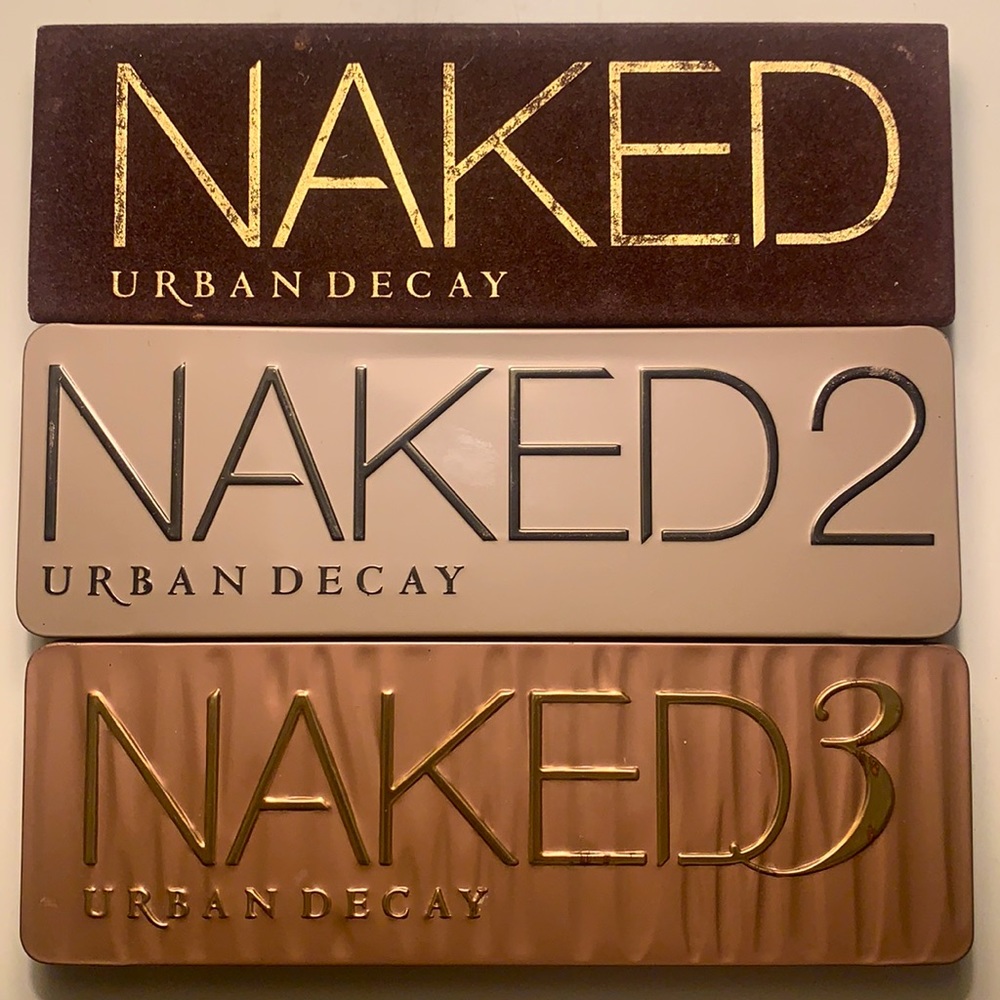 THREE Urban Decay Naked Eyeshadow Makeup Palettes + FREE new Too Faced lipstick